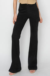 RISEN Women's Full Size High Rise Cargo Bootcut Jeans with Side Slits